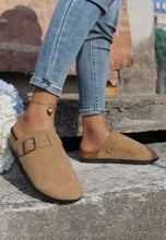 Load image into Gallery viewer, Beige Suede Buckle Detail Slippers
