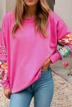 Load image into Gallery viewer, Mixed Print Patch Drop Shoulder Pullover Top
