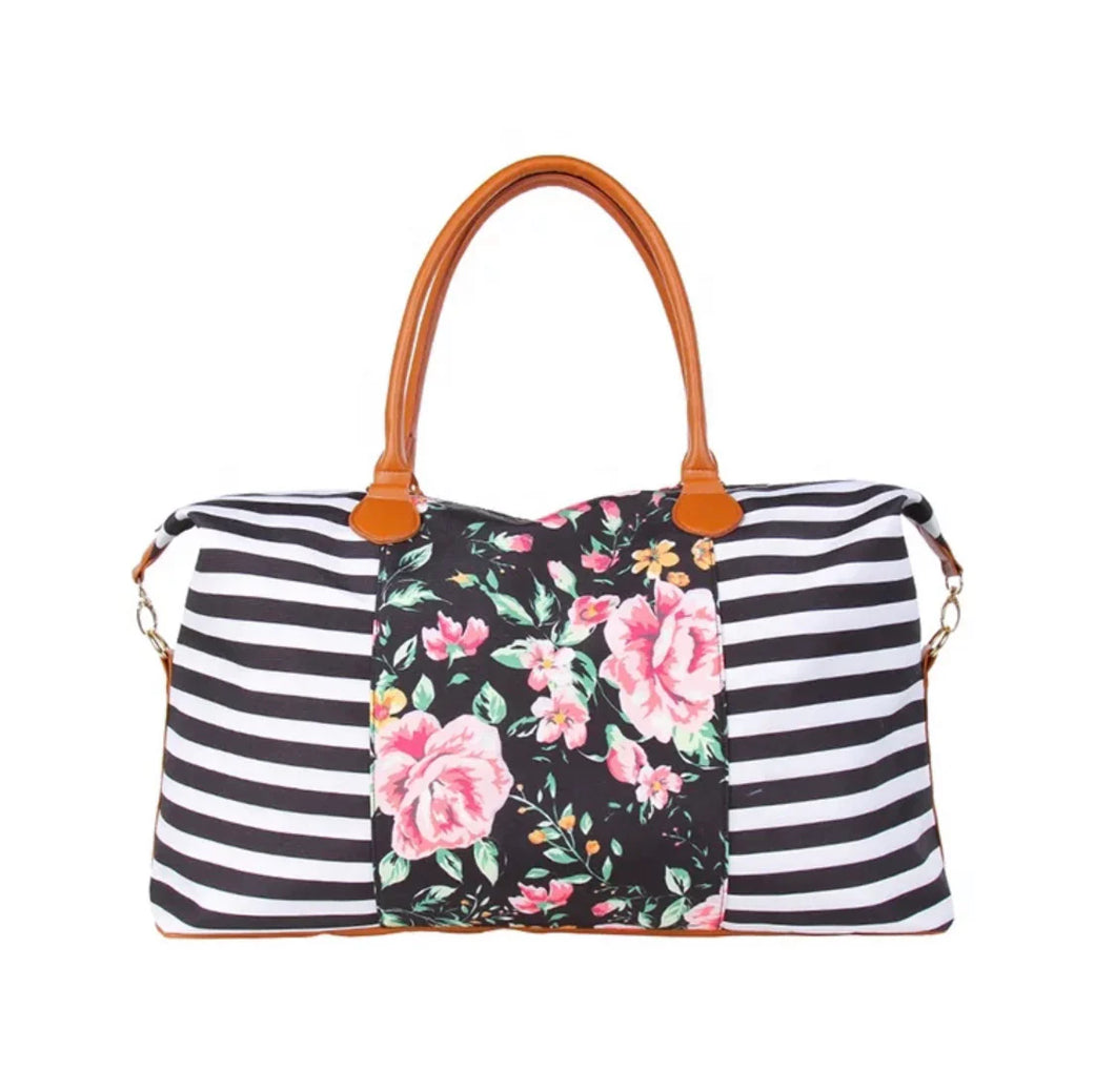 Stripe Floral Weekender Bag