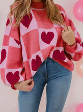 Load image into Gallery viewer, Love Heart Block Mock Neck Valentine
